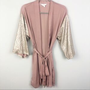 CHARMING CHARLIE | Sequin Sleeve Belted Kimono M